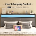 thumbnail image 3 of Queen Bed Frame with Headboard & Footboard, Bed Frame with Built-in Charging Station & LED Light, Storage Shelf, Noise-Free, No Box Spring Needed, Easy Assembly, Rustic Grey, 3 of 8