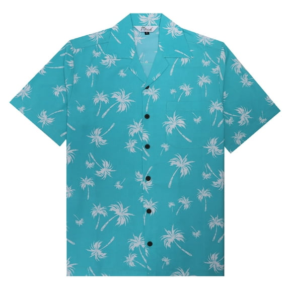 Aloha Hawaiian Shirts for Men 62 Short Sleeve Button Down Holiday Turquoise 4XL