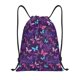 thumbnail image 1 of Fotbe Bright Purple Butterflies Bolsa Mochila con Cordón Estampada, Bolsa de Gimnasio Deportiva, Bolsa Cinch, Bolsa con Cordón para Hombres y Mujeres-Small, 1 of 6