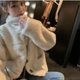 thumbnail image 3 of QUNYINEY Warm Womens Coats Single Breasted Fleece Beige Trench Coat Thick Loose Fit with Pockets Lapel Collar Long Sleeve Womens Jackets, 3 of 3