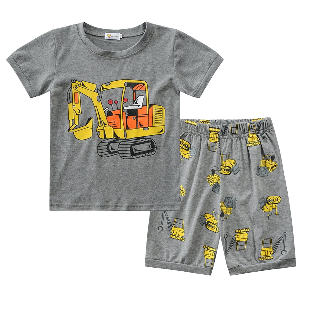 Little Hand Little Big Boys Summer Pajamas Short Sleeve Cotton Toddler Kids Summer Pjs Sets 2 7t Grey
