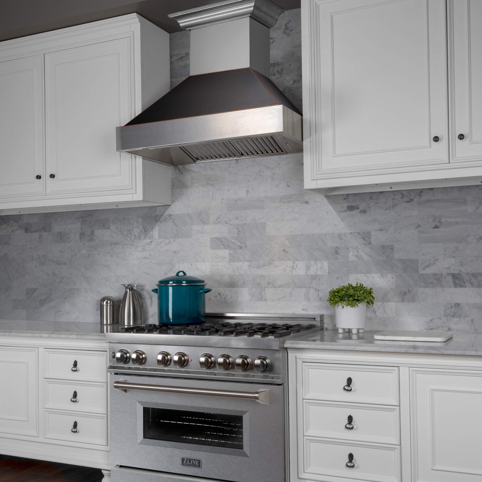 ZLine 8654ORB36 Snow Finish Range Hood With Oil Rubbed Bronze Shell