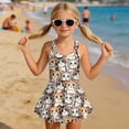 thumbnail image 3 of Xixirimido Cute Cats Print Girls Swimsuit One Piece UPF 50+ Skirted Bathing Suit Modest Beach Swim Dress with Built-in Shorts for Kids, 8-9 Years, 3 of 7
