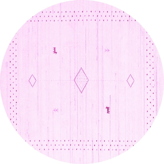 Ahgly Company Indoor Round Solid Pink Modern Area Rugs, 8' Round