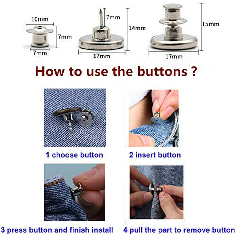 8 Sets Perfect Fit Instant Button, Adjustable Jeans Button Instant, 1 inch  Buttons Adds Or Reduces an Inch to Any Pants Waist in Seconds 