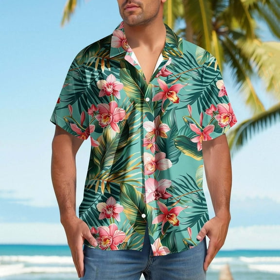 Zynviq Man's Shirts Button Down Short Sleeve Cuban Guayabera Graphic Loose Shirts Tops for Men L