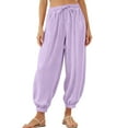 thumbnail image 3 of ZVAVZ Toddler Kids Long Bloomers Soft Solid Drawstring Trousers Basic Plain Harem Pants Big Kids Elastic Waist Pants Purple,3-4Years, 3 of 6