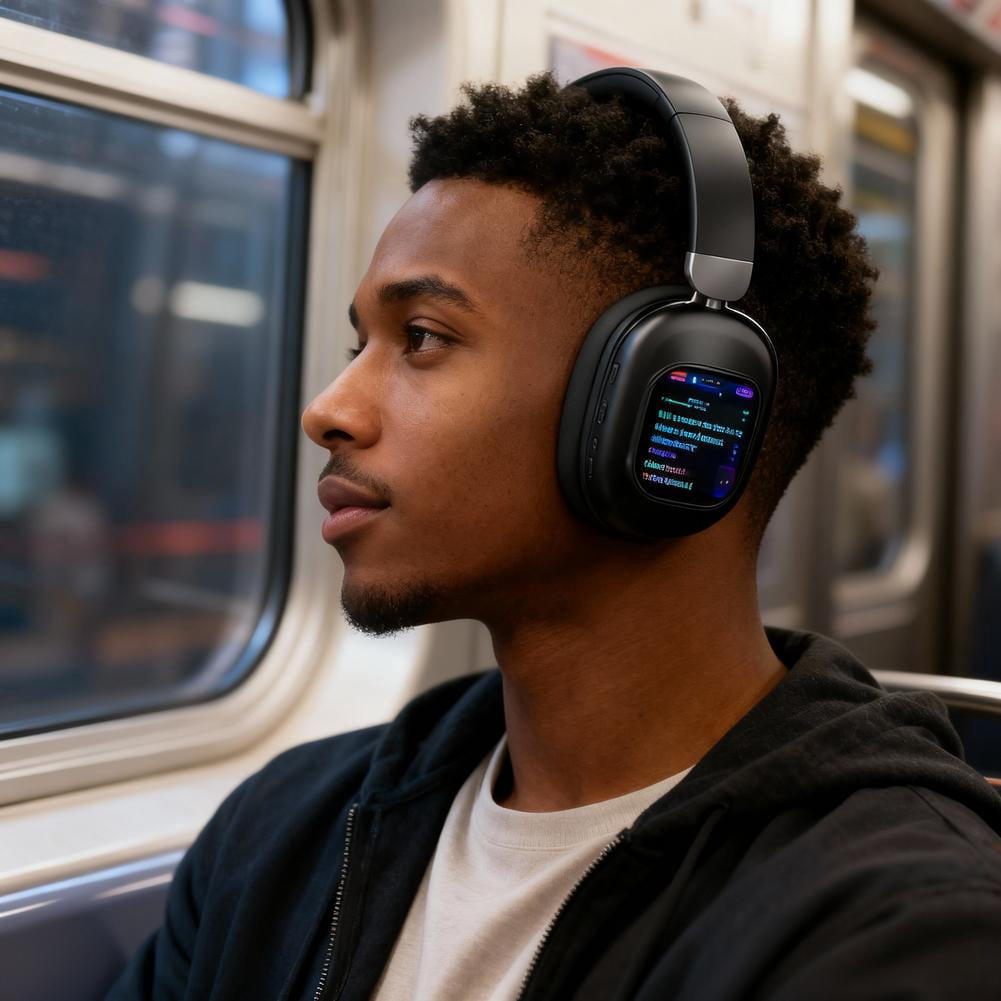 Smart Headphones with Detachable Touch Screen, Bluetooth Wireless Headset with TF Card Support, Multi-Functional Over-Ear Headphones for Music, Calls, Games, Alarm, Photo, Travel Business Daily Use