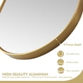 thumbnail image 6 of Vinnova Design Oval Aluminum Framed Wall Mount Bathroom Vanity Mirror in Brushed Gold, 6 of 11