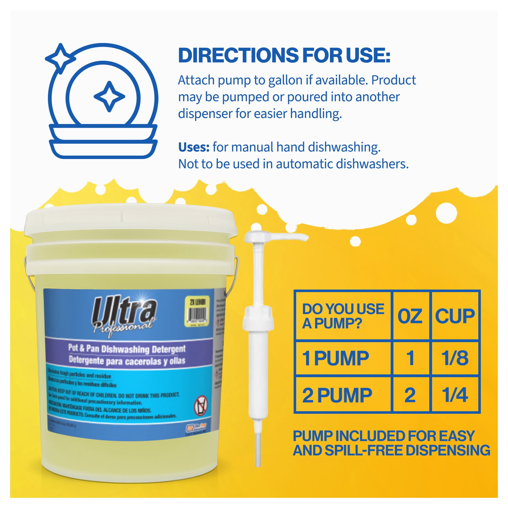 Ultra Professional™ 5 Gal Pot & Pan Dishwashing Detergent, Lemon Scent, Yellow