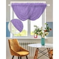 thumbnail image 3 of Lavender Burlap Texture Sheer Waterfall Valance Curtains for Window, Farmhouse Vintage Lavender Rod Pocket Sheer Topper Swag Curtains for Living Room, Kitchen 38.5"W x 47.2"L, 2 Panels, 3 of 7