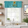 thumbnail image 2 of Teal Sunshine Sunflower Kitchen Curtain Valances for Windows Farmhouse Short Curtains, Pastoral Bees Farmhouse Floral Rod Pocket Valance Curtain for Bedroom Cafe Living Room, 2 of 8