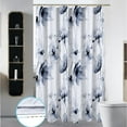 thumbnail image 3 of Small Stall 36"x72" Navy Blue Floral Shower Curtain Set with Hooks,Watercolor Botanical Bathroom Curtain, Modern Minimalist Waterproof Bath Curtain Machine Washable for Bathroom Decor, 3 of 6