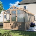 thumbnail image 6 of VEIKOUS 8' x 16' Walk-in Cedar Wood Greenhouse, Outdoor Greenhouse with Adjustable Windows and Lockable Door, Light Mocha Brown, 6 of 17