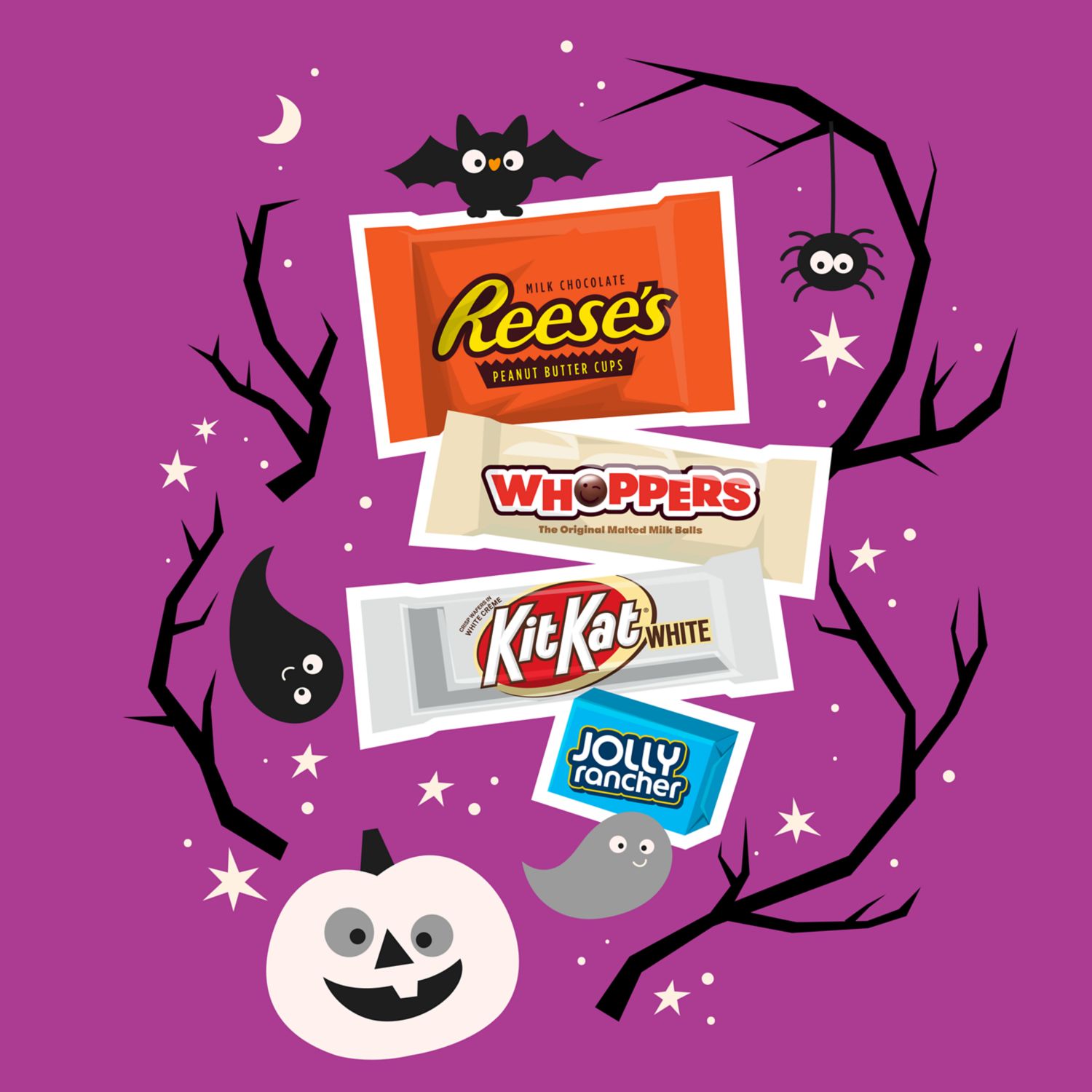 Hershey, Miniatures Halloween Assortment Chocolate, White Creme and Sweets Assortment Candy, Halloween, 37.4 oz, Plastic Pumpkin Candy Bowl (160 Pieces) - image 3 of 6