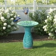 thumbnail image 4 of LuxenHome 23 Inch Ceramic Bird Bath for Outside, Elegant Tall Outdoor BirdBath with Floral Embossed Design, 4 of 8