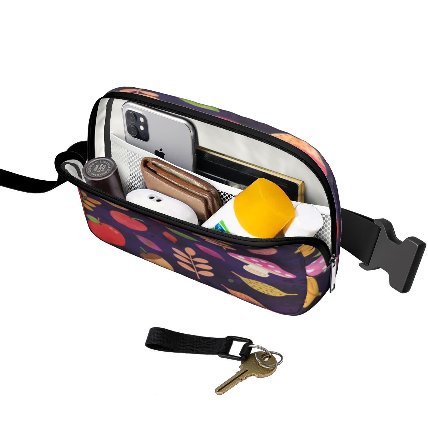 Cross Body Bag for Men&Women Fashionable Waterproof Fanny Pack with Adjustable Strap for Outdoors Workout Traveling Mushroom Sporty Waist Pack