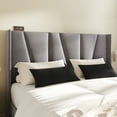 thumbnail image 4 of Amolife Queen Bed Frame, Upholstered Platform Bed with Wingback and Geometric Headboard, Gray, 4 of 14