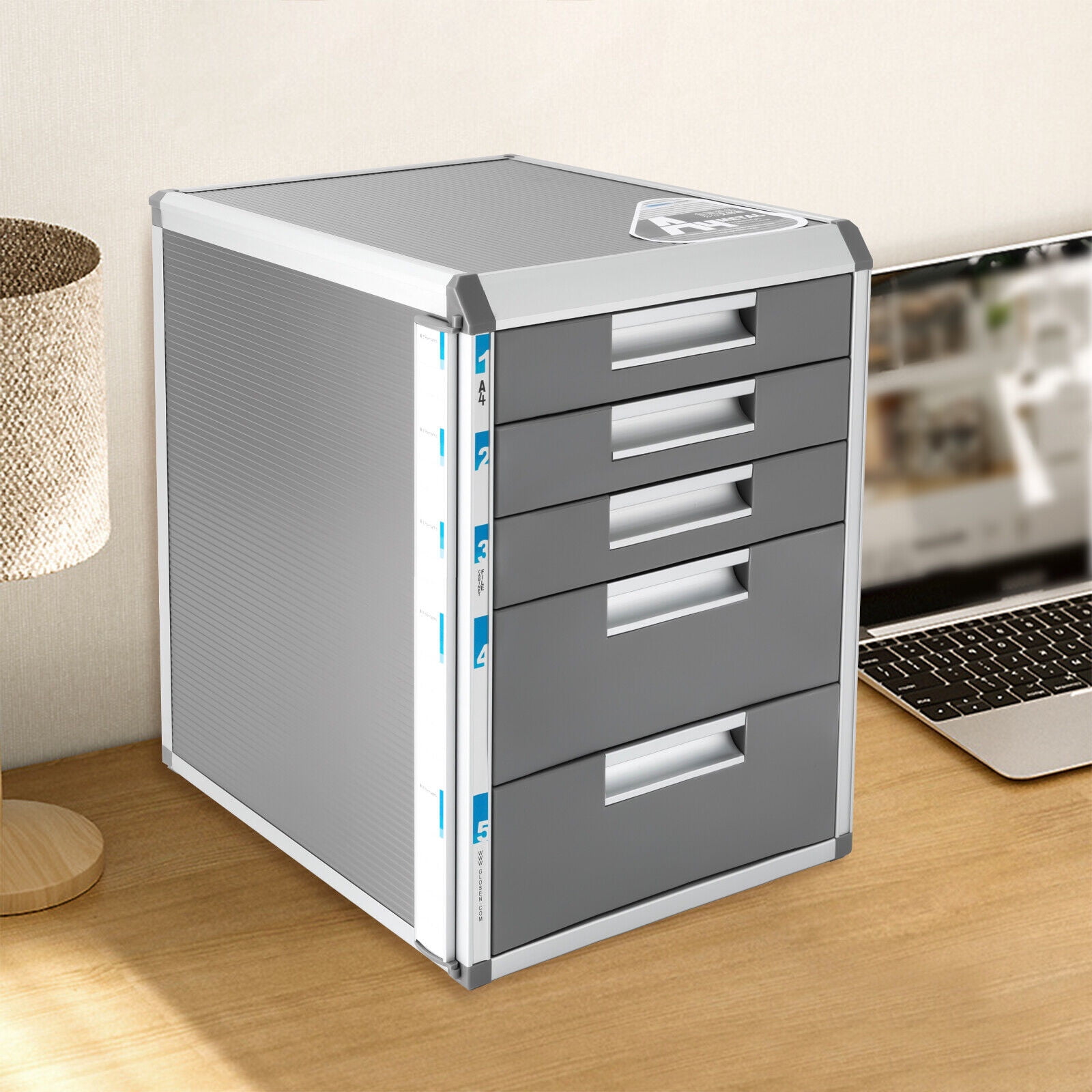 5 Drawer Desktop File Cabinet Storage Filing Cabinet with Label Lock Office