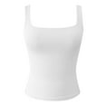thumbnail image 4 of Bmisegm Women Square Neck Sleeveless Double Layer Tight Tank Top for Women Womens Tank Tops White L, 4 of 4