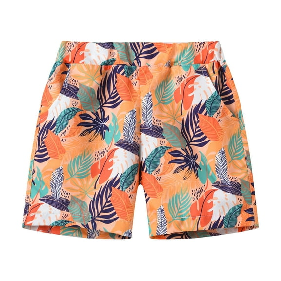 adviicd Boys Shorts Youth Boys Swim Trunks Toddler Shorts Quick Dry Beach Shorts for Boy (Orange,6-7 Years)