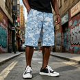 thumbnail image 2 of Cargo Shorts for Men Drawstring Elastic Waist Camouflage Shorts Summer Loose Causal Shorts with Multi-Pockets, L, 2 of 6
