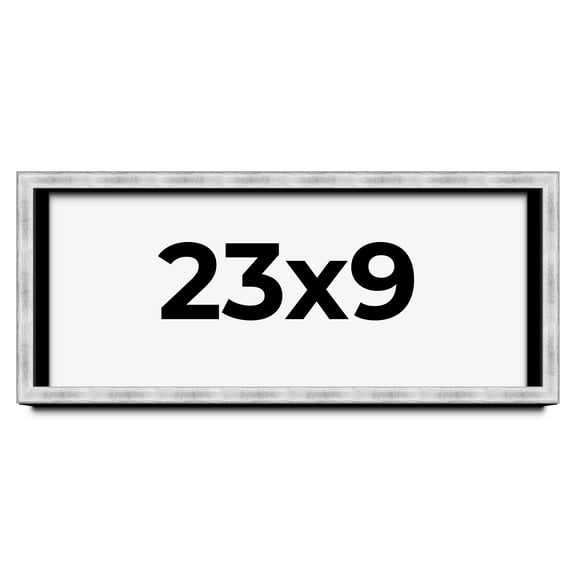 23x9 Frame Brushed Silver Solid Wood Picture Frame | 0.75 Inch Moulding Width | Rabbet Depth 0.75