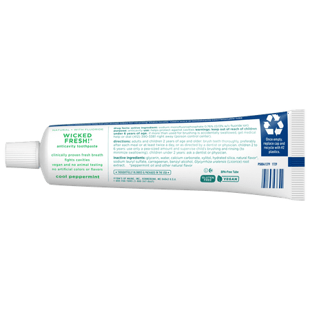 Tom's of Maine Wicked Fresh! Natural Toothpaste With Fluoride, Cool Peppermint, 4.7 oz.