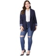 thumbnail image 4 of GRACE & GRANDEUR Blazer Décontracté à Rayures pour Femmes Grande Taille avec Revers Cranté, 4 of 6