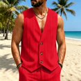 thumbnail image 5 of Men Vest Slim Fit Formal Business Wedding Prom Party Button Down Dress Waistcoat Summer Casual Sleeveless Suit Vests, L, 5 of 5