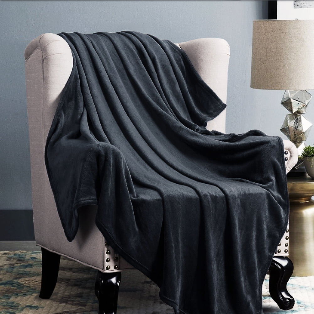 Bedsure Fleece Blanket King Size Dark Gray Lightweight Super Soft Cozy