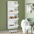 thumbnail image 2 of 4 Flip Drawers Shoe Cabinet for Entryway, Wall Mount Shoe Organizer, Narrow Shoe Storage Cabinet Freestanding Shoe Organizer for Entry, Hallway, Living Room, 2 of 8