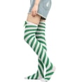 thumbnail image 3 of LWNYDPLSD Christmas Bow Thigh High Long Stockings Over Knee Socks Christmas Party Socks Knee High Long Striped Stocking Socks Clearance Sale Green, 3 of 8