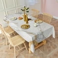 thumbnail image 3 of White Gold Marble Pattern Rectangle Tablecloth 60"x102",Waterproof Polyester Rectangle Table Cloth, Wipeable Spillproof Polyester Tablecloth for Dining, Camping, Indoor and Outdoor, 3 of 5