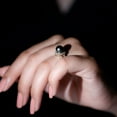 thumbnail image 4 of Rosec Jewels Genuine Tahitian Black Pearl Engagement Ring with Diamond - Crossover Ring (7.5 Carat, AAA Quality), 10K Yellow Gold, US 9.50, 4 of 9