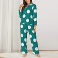 thumbnail image 2 of Yiaed Teal And White Polka Dot Print Pajamas Women's Long Sleeve Sleepwear Soft Button Down Loungewear Pjs Lounge Set Nightwear Womens Pajama Pants-Medium, 2 of 7