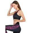 thumbnail image 2 of Women's Horizontal Zebra Printed Activewear Sports Bra, Fuchsia, S, 2 of 5