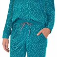 thumbnail image 2 of Nautica Womens Pajamas - Cozy Silky Fleece - 2 Piece Long Sleeve Winter Sleepwear Set for Women (Teal Print/Large), 2 of 4