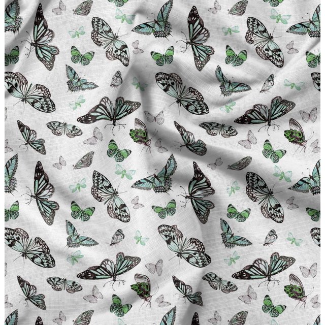 Soimoi Japan Crepe Satin Fabric Butterflies Butterfly Print Sewing Fabric Yard 42 Inch Wide