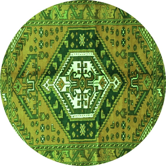 Ahgly Company Indoor Round Persian Green Traditional Area Rugs, 7' Round