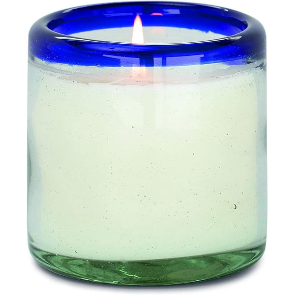 Paddywax Bougies Parfumées Collection Coastal la Playa Bougie Artisanale en Verre Soufflé à la Main, 9 Onces, Agave Bleu Salé