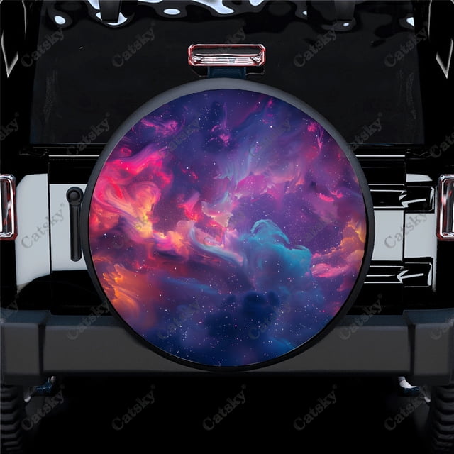 Colorful Abstract Cloudlike Polyester Universal Spare Wheel Tire Cover Custom Tire-Covers for Trailer RV SUV Truck Camper