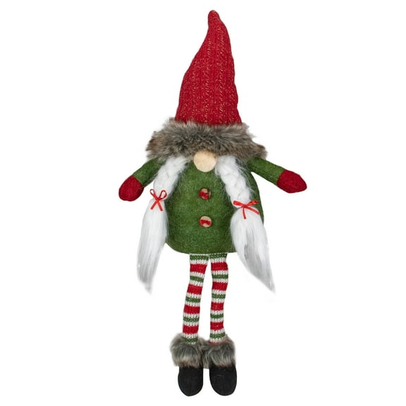 Northlight Sitting Female Gnome with Pigtails and Dangling Legs Christmas Figurine - 25"