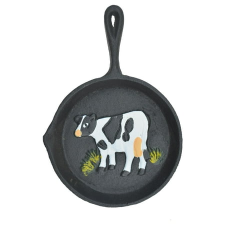 Cow Decor - Cast Iron Skillet Wall Hanging - Holstein Dairy Cow - 7.75