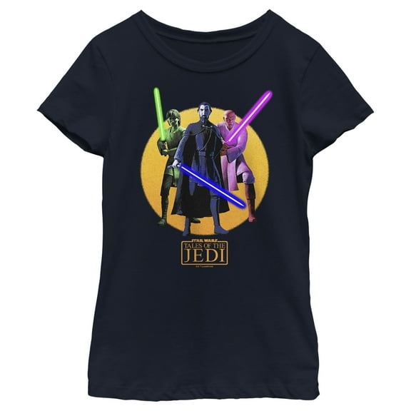 Girl's Star Wars: Tales of the Jedi Lightsaber Jedis  Graphic Tee Navy Blue Small