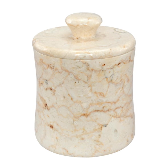 Creative Home Champagne Marble Bath Cotton Ball Holder - Curvy Shape