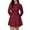 Burgundy, variant on Women's Cutout Back Long Sleeve Mini Dress outer fabric ninety eight percent polyester and two percent elastane