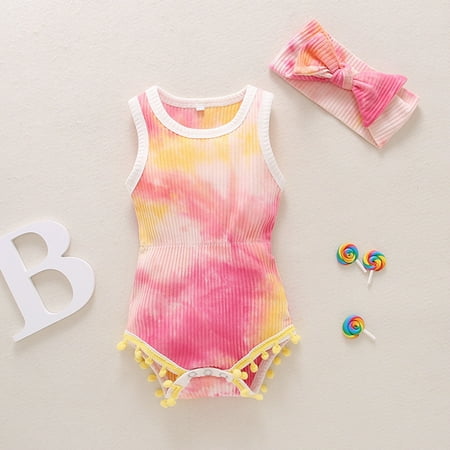 

Sodopo Baby Pajamas Newborn Infant Baby Girls Ribbed Tie-Dyed Romper Bodytsuit+Headband Outfits Boy Girl Pajamas Bodysuit Toddler Jacket
