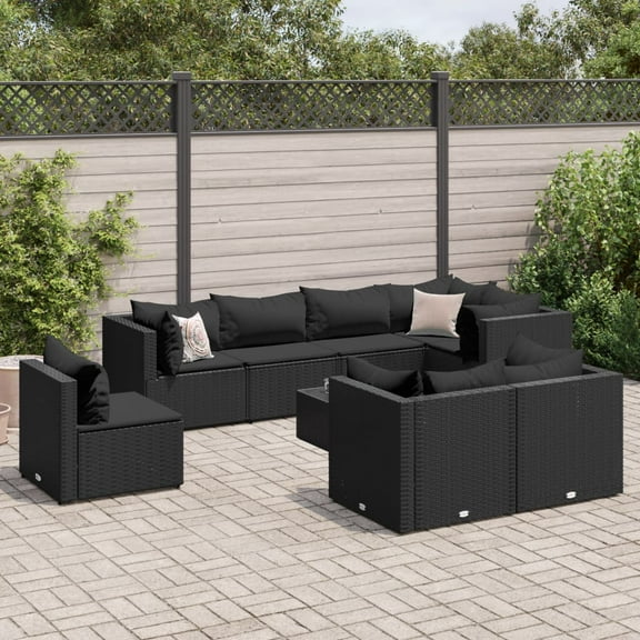 vidaXL Patio Lounge Set with Cushions Sectional Sofa Garden Backyard Poly Rattan