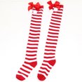 thumbnail image 4 of JGTDBPO Knee High Stockings For Women Solid Color Christmas Bow Plush Ball Warm Socks Clown Queuing Warm Stockings Extra Long Knee Length Tight Knit Socks Girls Holiday Outfits, 4 of 5